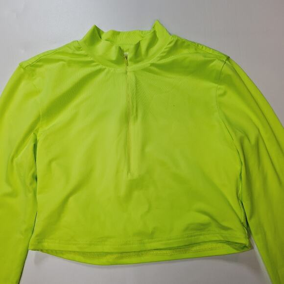 Superdown Nicky Zip Crop Top in Neon Yellow Small - Picture 3 of 10